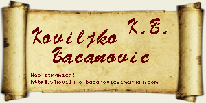 Koviljko Bacanović vizit kartica